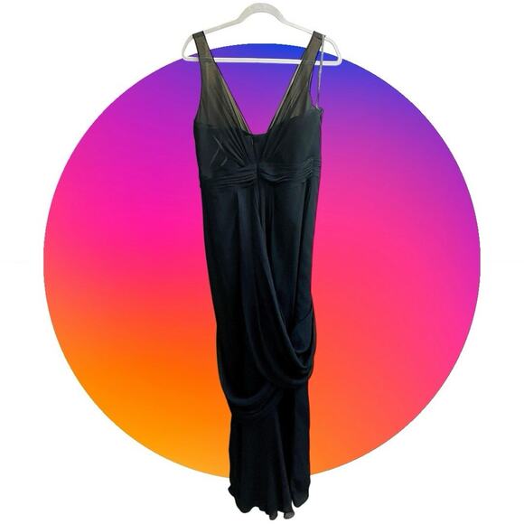 White by Vera Wang Black Evening Gown Dress Womens Sz 14 XL Sleeveless Chiffon - Picture 11 of 16
